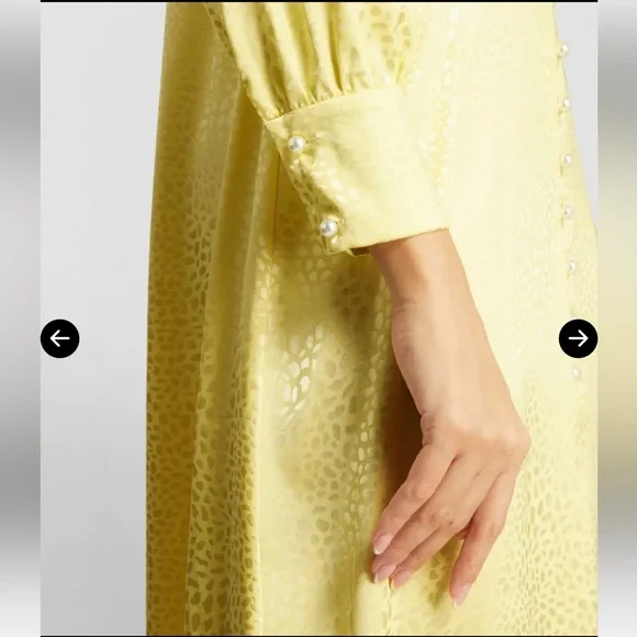 Olivia Rubin Dahlia Midi Dress Yellow Long Sleeve Button